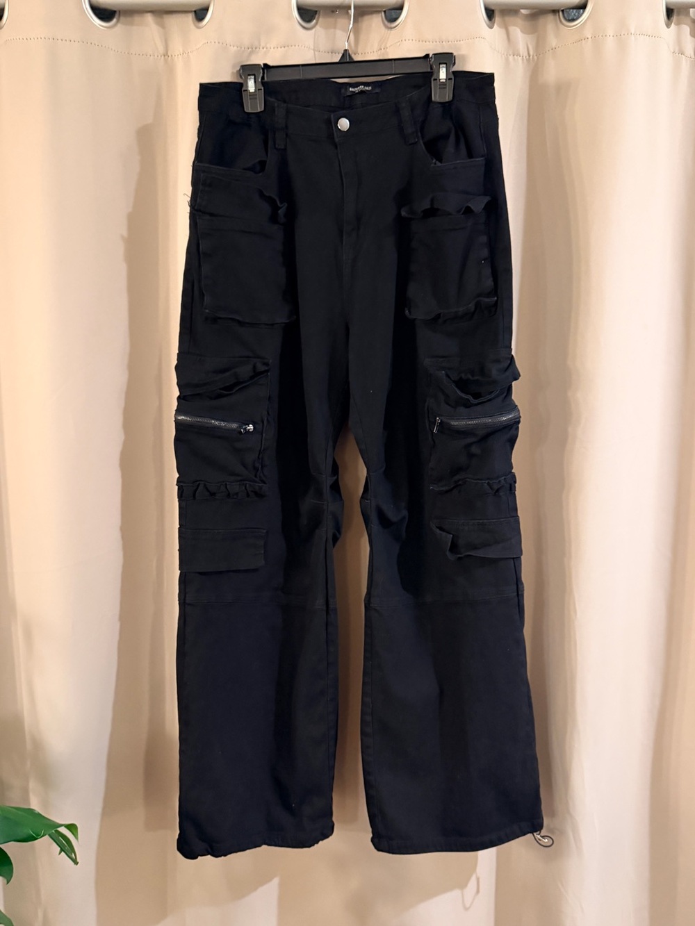 American Bazi Black Cargo Pants with Utility Zippers